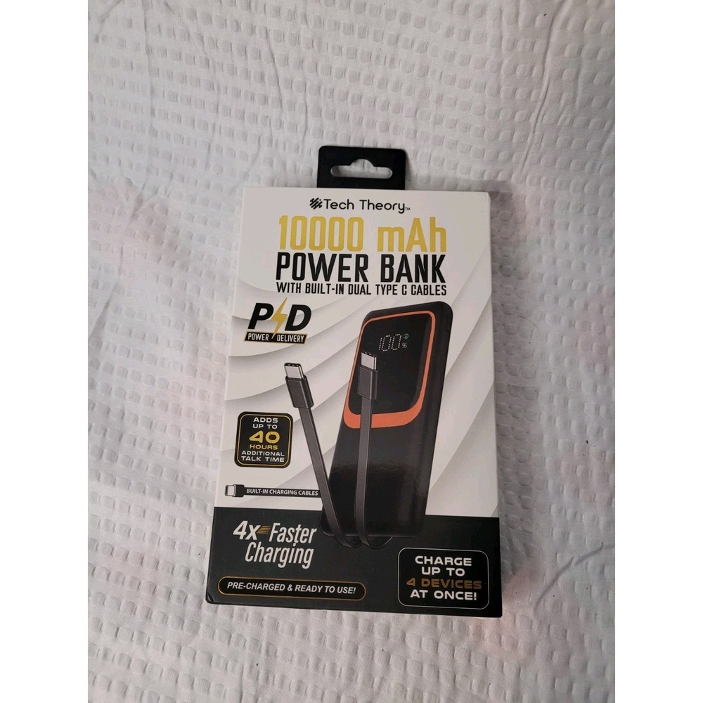 TECH THEORY 10000 MAH POWER BANK WITH BUILT-IN DUAL TYPE C CABLES